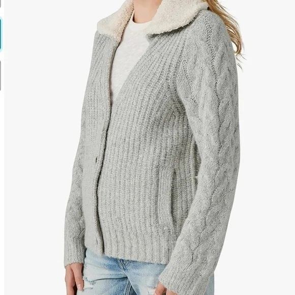 Lucky Brand Women's Gray Wool Blend Cable Knit Cardigan Sweater Size XL - Picture 2 of 11